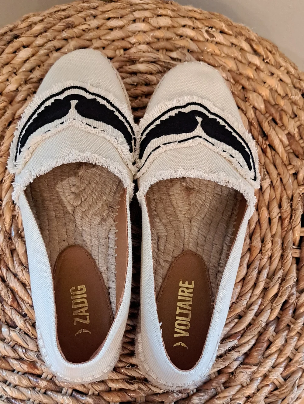 NWOT Zadig & Voltaire Womens Luxury City Ivory Canvas Espadrille Loafers 38/7.5